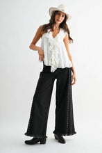 Load image into Gallery viewer, Sleeveless Blouse with Ruffled Embroidered Lace
