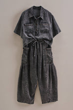 Load image into Gallery viewer, Washed Denim Utility Wide Leg Pants With Cargo Pockets
