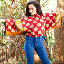 Load image into Gallery viewer, Reversible Kantha Kimono Crop Top