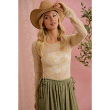 Load image into Gallery viewer, FLORAL EMBROIDERED STRETCH LACE LONG SLEEVE TOP