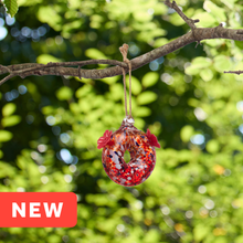 Load image into Gallery viewer, Round Red Art Glass Double Hummingbird Feeder