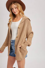 Load image into Gallery viewer, BUTTON DOWN COLLAR NECK RIBBED KNIT SWEATER CARDIGAN