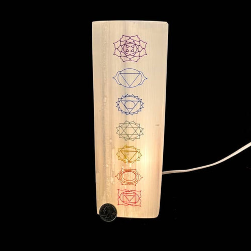 Chakra Colored Selenite Lamp 20 cm