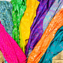 Load image into Gallery viewer, Up-Cycled Silk Sari Tassel Scarves