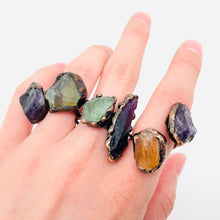 Load image into Gallery viewer, Natural Stone Irregular Fluorite Crystal Adjustable Ring