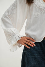 Load image into Gallery viewer, Boho-Chic Embroidered White Peasant Blouse