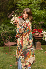 Load image into Gallery viewer, Stay Gold Opera Duster Kimono Robe w/ Rabbits Flowers &amp; Bees