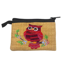 Load image into Gallery viewer, Embroidered Owl Bird Animal Art Ecuadorian Coin Purse Pouch