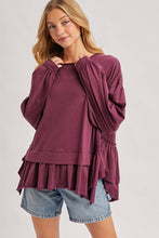 Load image into Gallery viewer, RUFFLED PEPLUM HEM OVERSIZED KNIT TOP