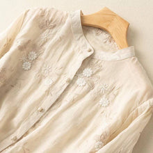 Load image into Gallery viewer, Embroidered Short Sleeve Patchwork Blouse