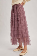 Load image into Gallery viewer, RUFFLED TULLE MIDI SKIRT