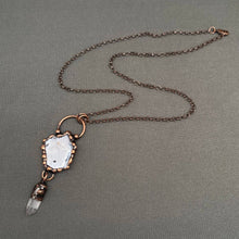 Load image into Gallery viewer, Vintage Onyx &amp; White Crystal Bronze Necklace