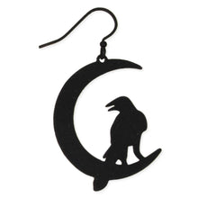 Load image into Gallery viewer, Mystic Night Black Raven Moon Earrings