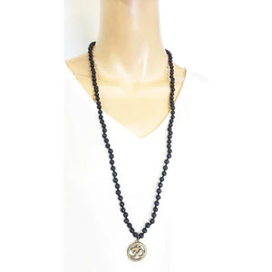 Lava Bead Mala with Om Pendant