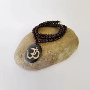 Rosewood Necklace with Om Pendant