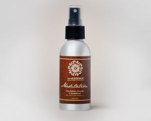 Silver spray bottle with brown Meditation label