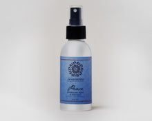 Load image into Gallery viewer, Silver spray bottle with light blue Peace label